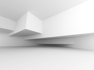 White Modern Architecture Geometric Background. 3d Render Illustration