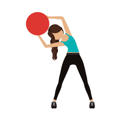 avatar woman training with  sport ball over white background. fitness lifestyle design. vector illustration