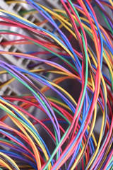 Colorful electrical wire used in telecommunication internet cable network and computer system