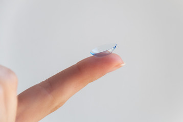 lens eye on finger