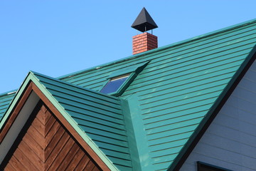 Of blue triangle roof house
