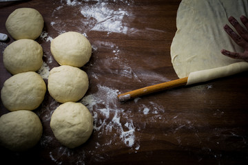 Dough balls, woman making traditional food 2