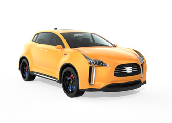 Fototapeta na wymiar Yellow electric SUV concept car isolated on white background. 3D rendering image with clipping path.