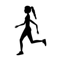 Fototapeta na wymiar silhouette woman running over white background. fitness lifestyle design. vector illustration