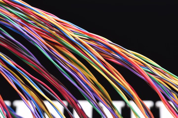 Colored electrical wire and panel used in telecommunication and computer network