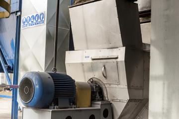 Blue engine and fumes ventilator