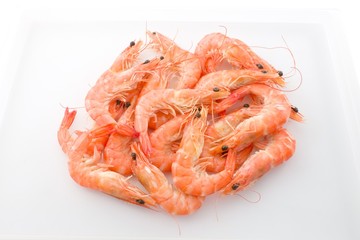 Cooked Prawns or Tiger Shrimps in A Tray