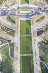 Aerial view from Eiffel Tower on Champ de Mars - Paris.