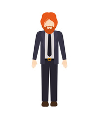 avatar male man standing and wearing suit and tie over white background. vector illustration