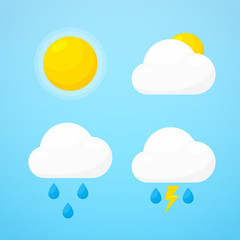 Cute cartoon weather icons set vector isolated