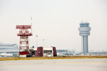 Airport control tower and radar communication tower