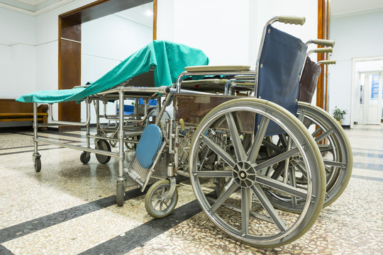 Wheelchair In A Hospital. No People