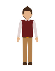 avatar male man standing and wearing casual clothes over white background. vector illustration