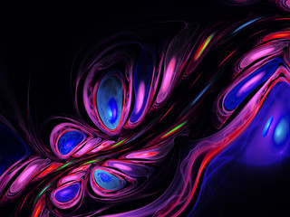art glass colorful textured blurred background in blue pink colors, fractal waves pattern