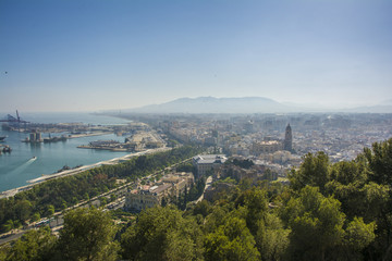 Cityscape aerial view of Malaga, Spain.