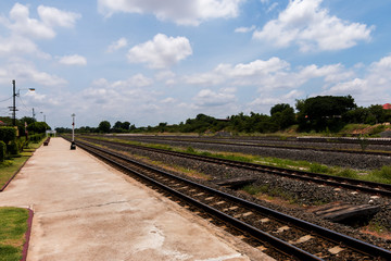 Fototapeta na wymiar Railway in the countryside at Khon Kaen Thailand