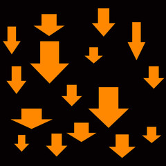 Drop-down arrows on a black background. Pointers fall. The symbols indicate the direction.