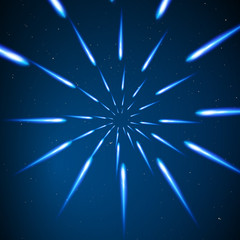 Warp stars. Light Motion in Space.