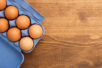 Eggs in blue carton