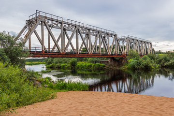 Railway bridge over the river Volchina