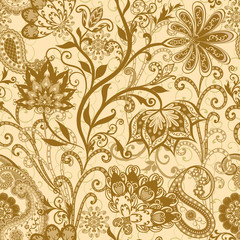The pattern of mandalas and Paisley pattern in Indian style.