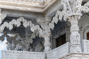 Exterior of the Hindu temple, BAPS Shri Swaminarayan Mandir, in Neasden, London