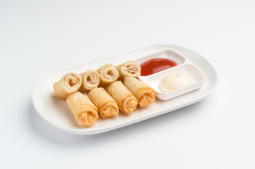 Fried cheese rolls with tomato source