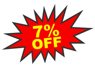 Discount 7 percent off. 3D illustration on white background.