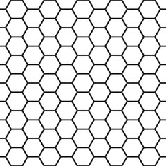 Black and white bee cells seamless vector pattern.