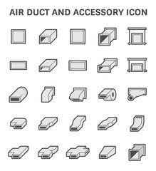 Vector icon of air duct and accessory for air conditioning or HVAC system.