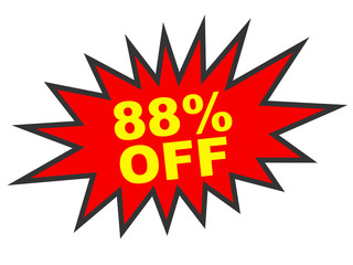 Discount 88 percent off. 3D illustration on white background.