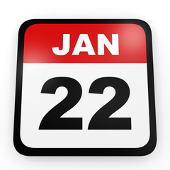 January 22. Calendar on white background.