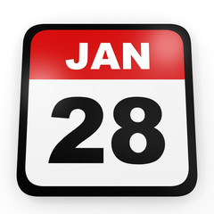 January 28. Calendar on white background.