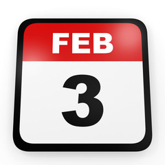 February 3. Calendar on white background.