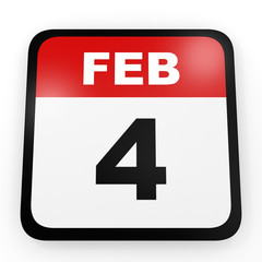 February 4. Calendar on white background.