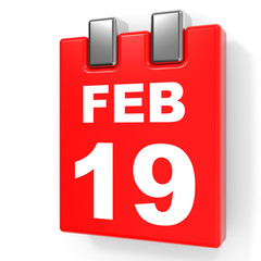 February 19. Calendar on white background.