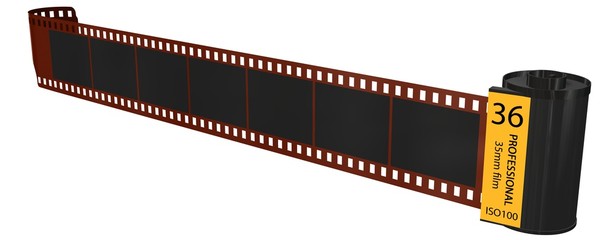 35mm camera photo film canisters isolated on white