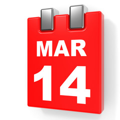 March 14. Calendar on white background.