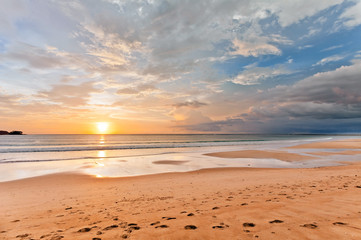 Tropical beach at sunset.