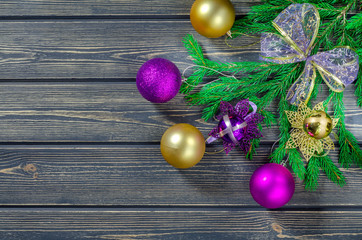 Christmas Fir Tree On Wooden Background
