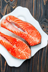 Fresh Raw Salmon Red Fish Steak