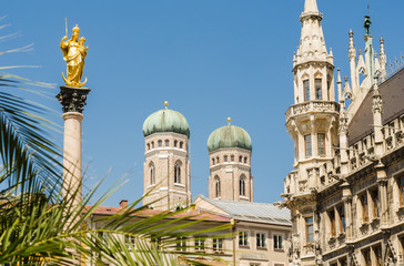 Fototapeta premium Closeup of the towers of Frauenkirche church in Munich, Germany