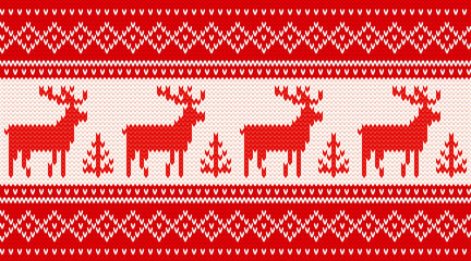 Fototapeta na wymiar Seamless knitting pattern with deers