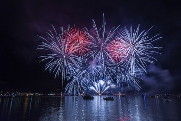 fireworks over the lake - 124447618