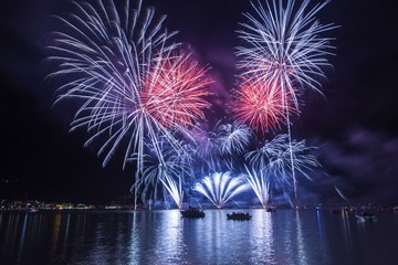 fireworks over the lake - 124447627