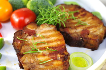 grilled two pork chop