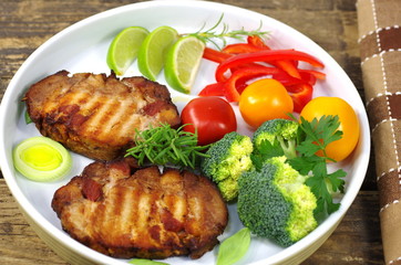 grilled two pork chop