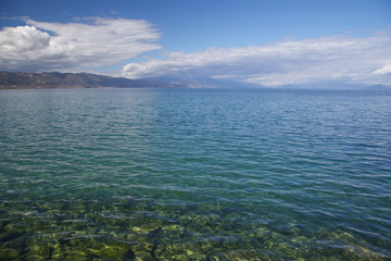 Sunny day on the shore of lake Ohrid
