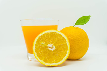 Orange juice and slices of orange isolated  on white background