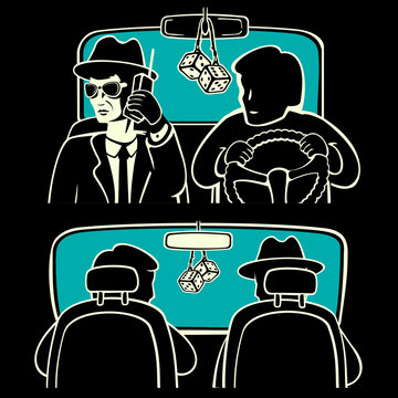 The driver and passenger in the car vector illustration